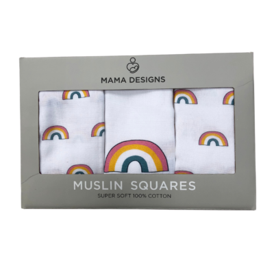 Mama Designs Πάνες αγκαλιάς από οργανικό βαμβάκι - Σετ 3 τεμ. 60cm x 60cm Rainbow