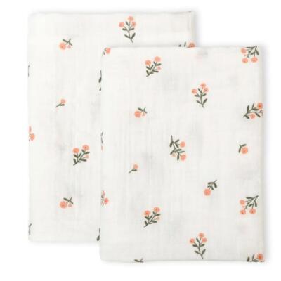 A Little Lovely Company: Πάνες αγκαλιάς από Μουσελίνα σετ 2 τμχ Little Flowers