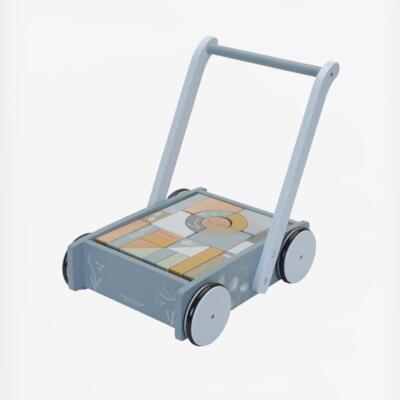 Little Dutch Καρότσι – Περπατήστρα Με Ξύλινα Τουβλάκια Blue