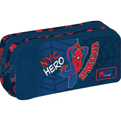Μπλε κασετίνα Spiderman NYC Heroes με δύο φερμουάρ και κόκκινες λεπτομέρειες από τη Must Team.