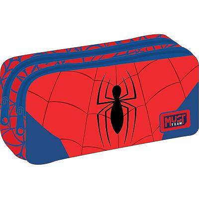 Μπλε κασετίνα Spiderman με δύο φερμουάρ για την οργάνωση της γραφικής ύλης των μαθητών.